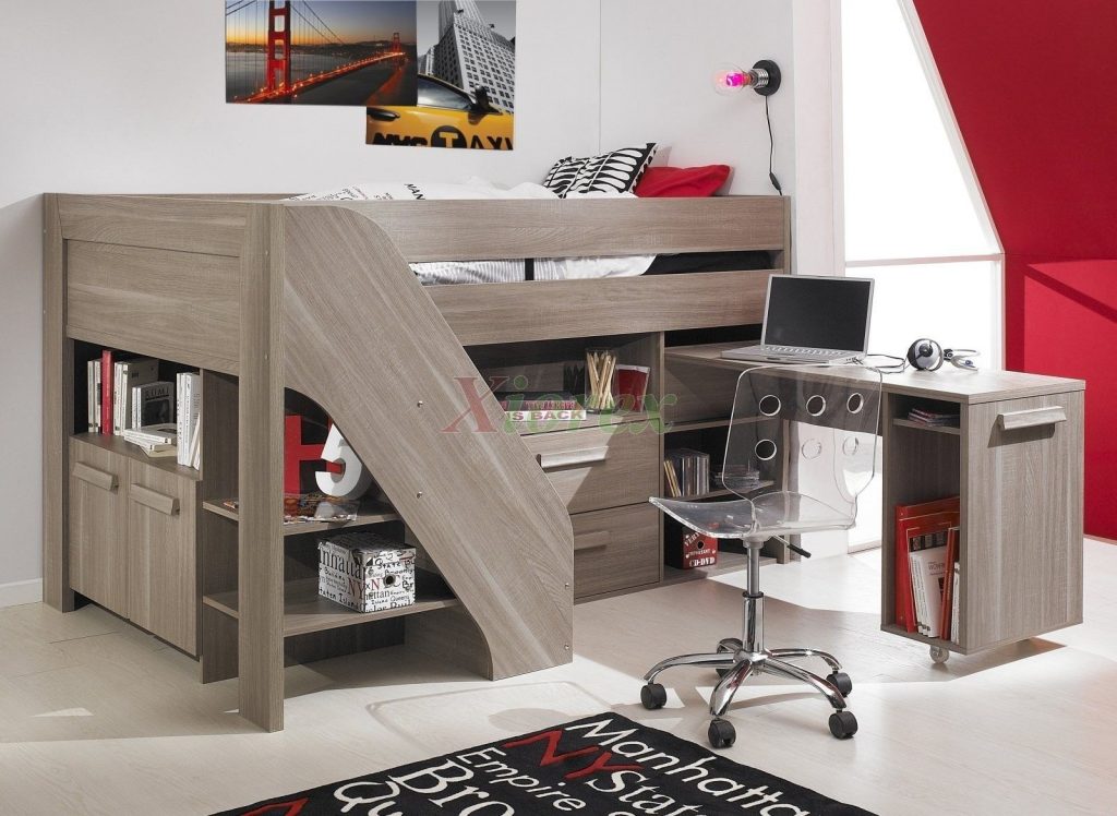 double deck bed with study table